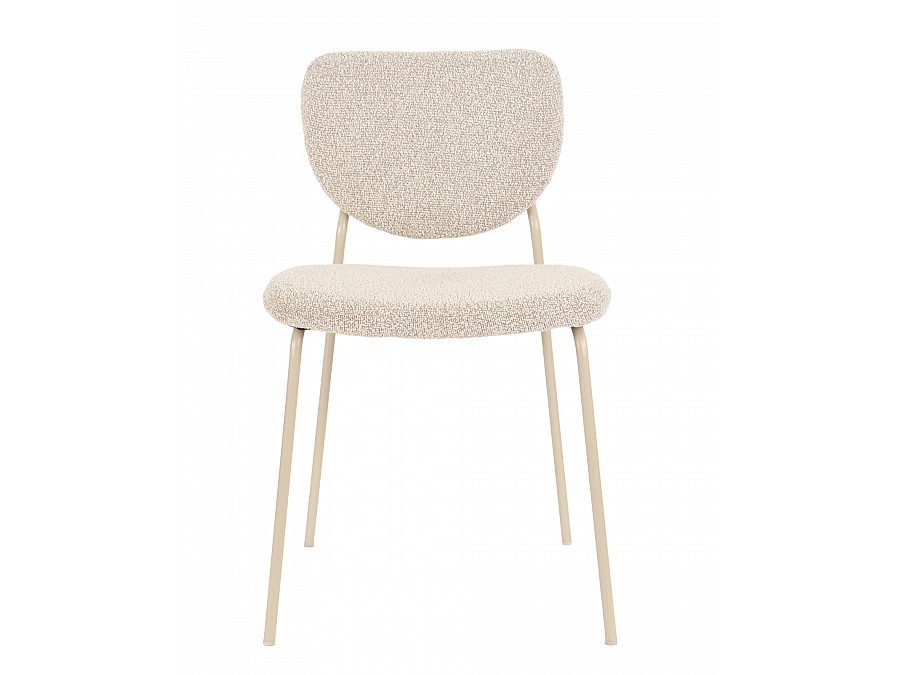 Стул обеденный Gigi серо-бежевый букле кремовые ножки