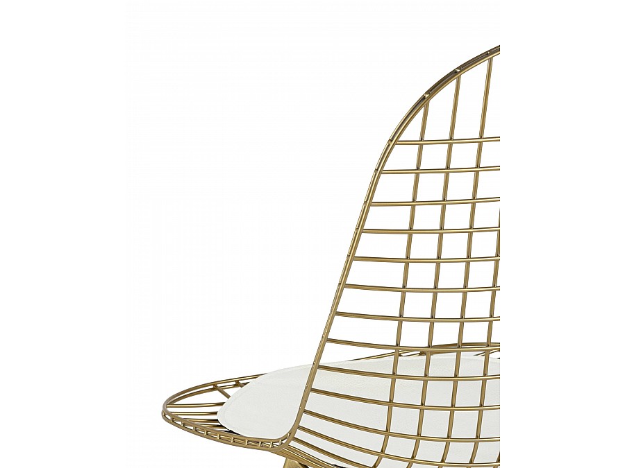 Стул обеденный Eiffel золотой с белой подушкой