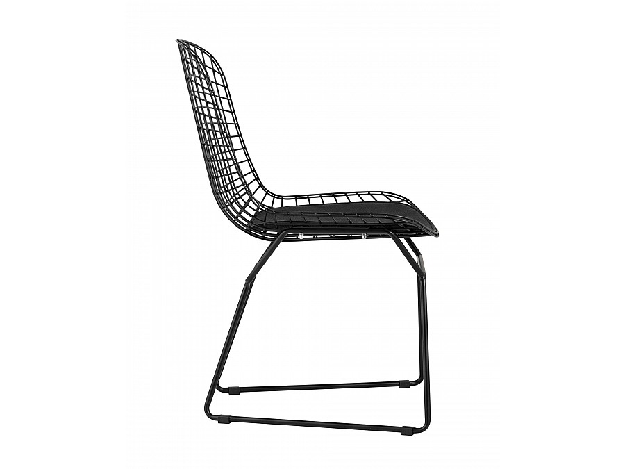 Стул обеденный Bertoia черный с черной подушкой