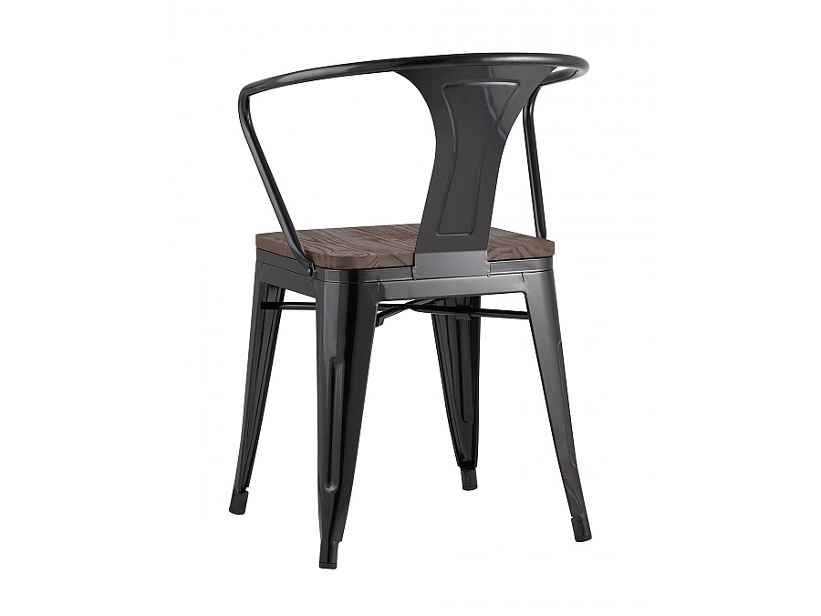 Стул TOLIX ARM WOOD с подлокотниками черный