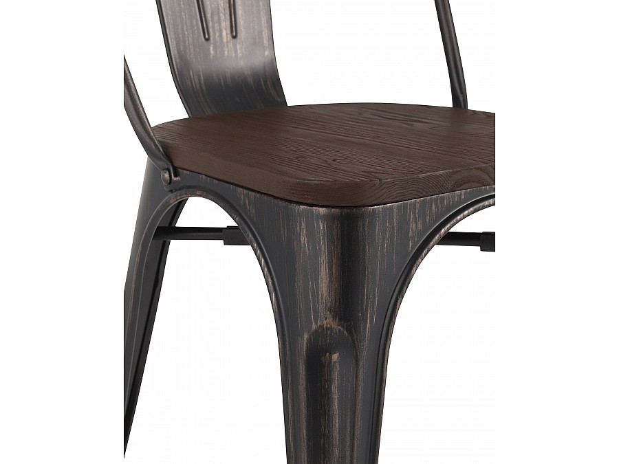 Стул TOLIX WOOD черный патина золото