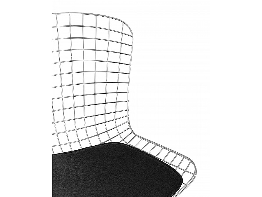 Стул обеденный Bertoia хромированный с черной подушкой