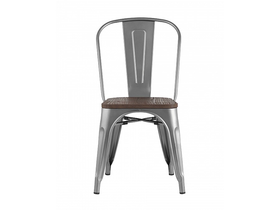 Стул TOLIX WOOD серебристый матовый
