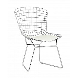 Стул обеденный Bertoia хромированный с белой подушкой