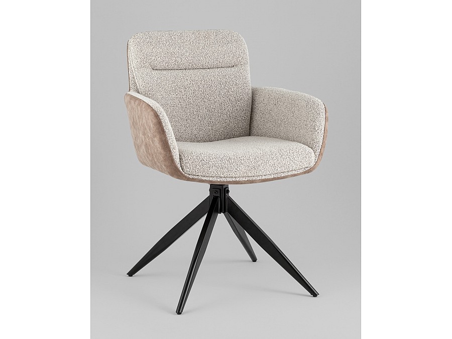 Стул обеденный Waldo светло-серый c бежевой экокожей