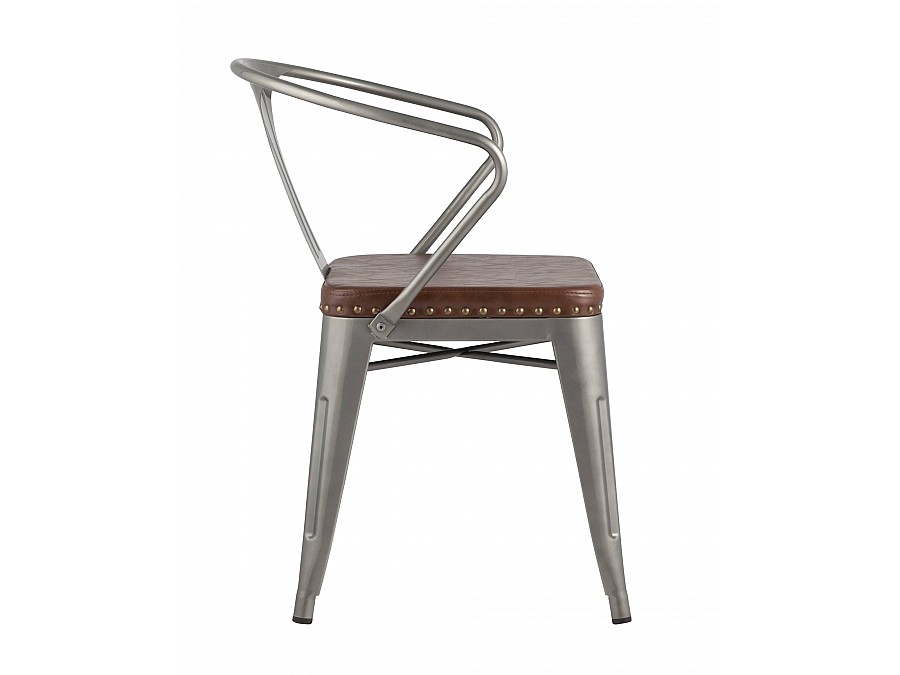 Стул TOLIX ARMS SOFT с подлокотниками серебристый