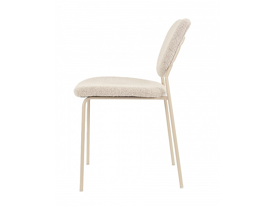 Стул обеденный Gigi серо-бежевый букле кремовые ножки