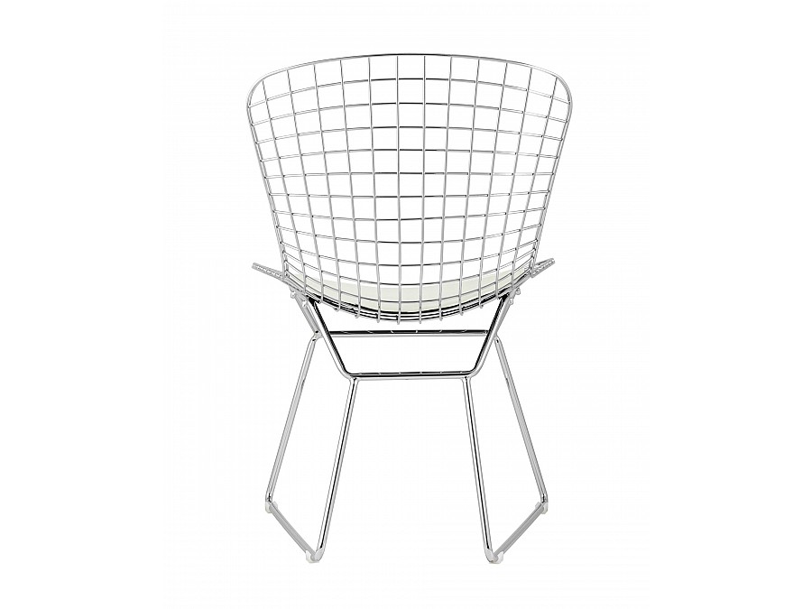 Стул обеденный Bertoia хромированный с белой подушкой