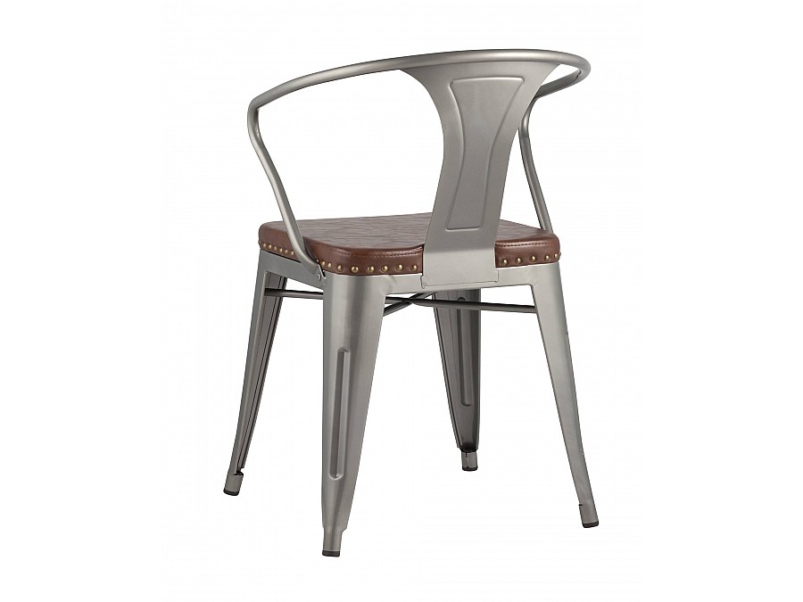 Стул TOLIX ARMS SOFT с подлокотниками серебристый