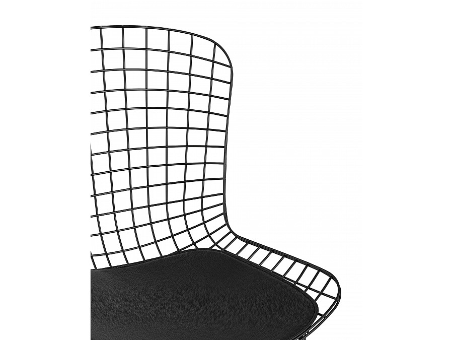 Стул обеденный Bertoia черный с черной подушкой