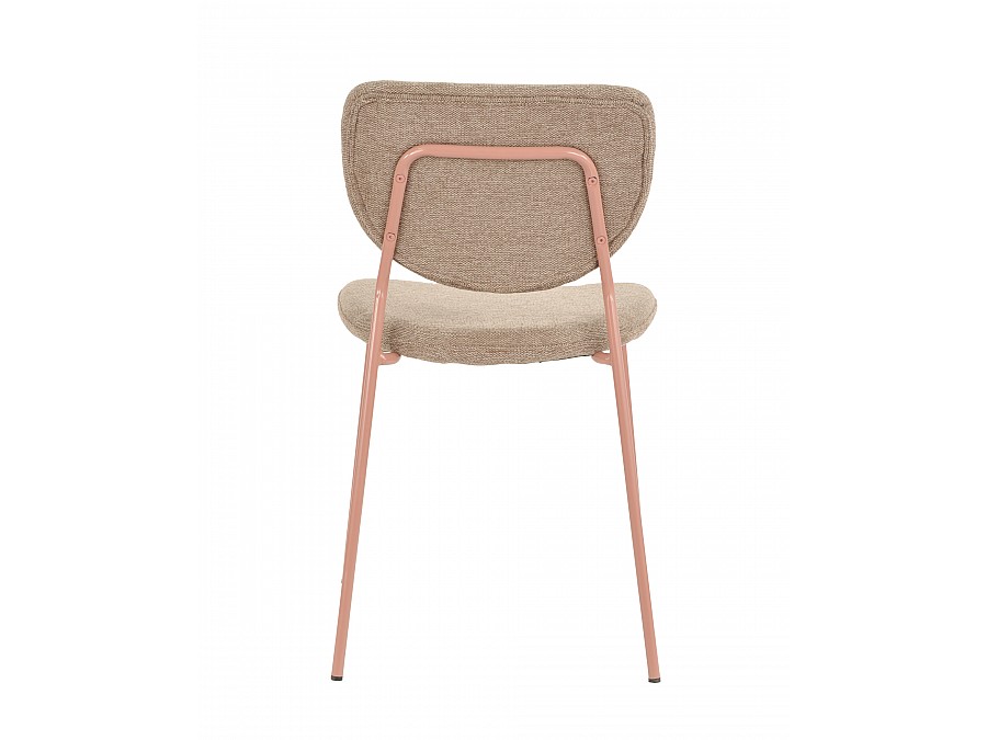 Стул обеденный Gigi шенилл коричневый розовые ножки