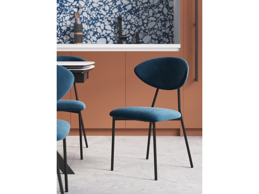 Стул обеденный Квинси велюр синий