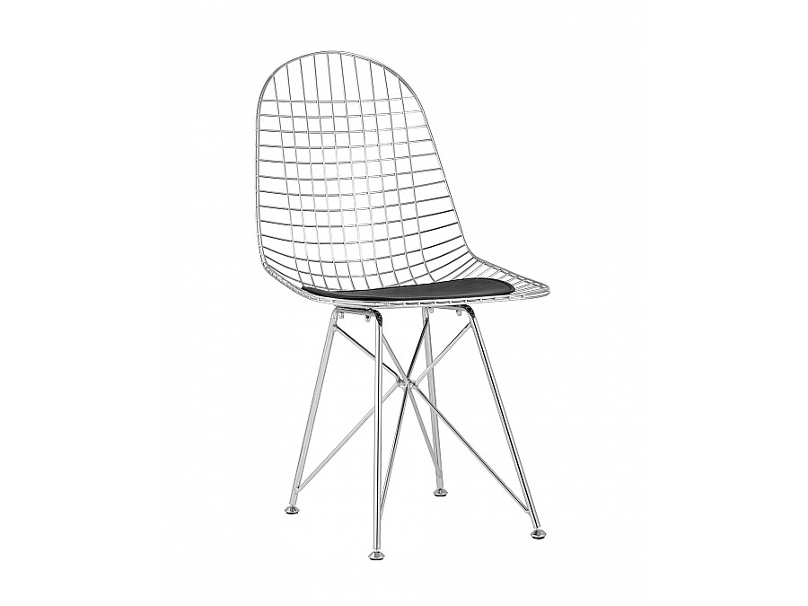 Стул обеденный Eiffel хромированный с черной подушкой