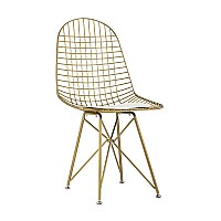 Стул обеденный Eiffel золотой с белой подушкой