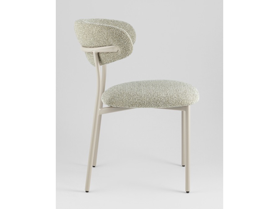 Стул обеденный Ayla бежево-зеленый кремовые ножки