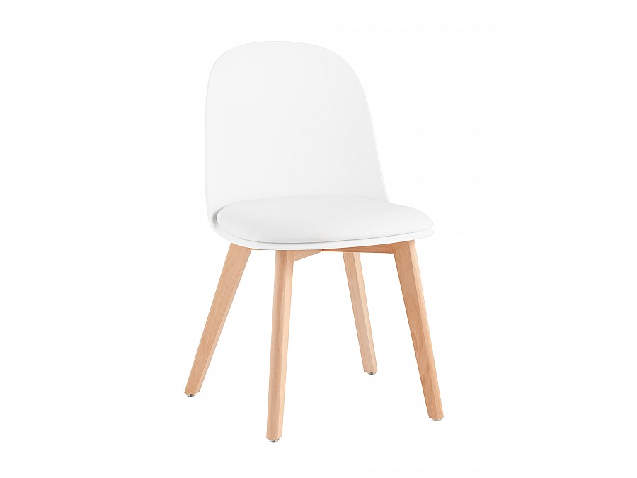 Стул Fog с подушкой белый деревянные ножки