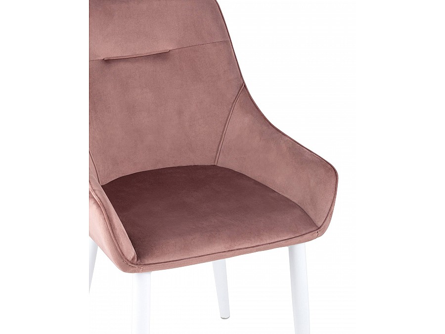 Стул Диана велюр пыльно-розовый ножки белые