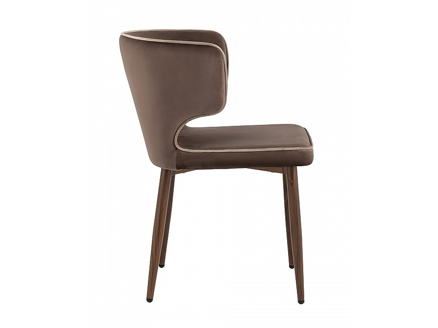 Стул Матео с кантом велюр коричневый ножки дерево