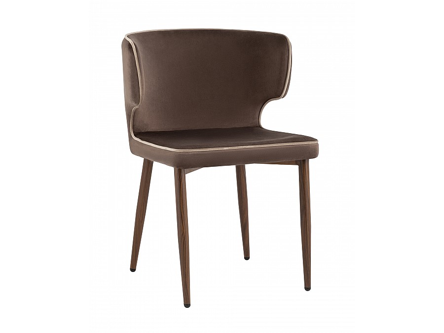 Стул Матео с кантом велюр коричневый ножки дерево