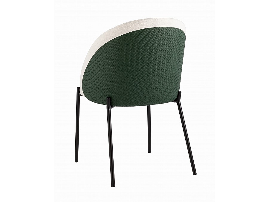 Стул обеденный Adelinde бежевый с зеленой экокожей