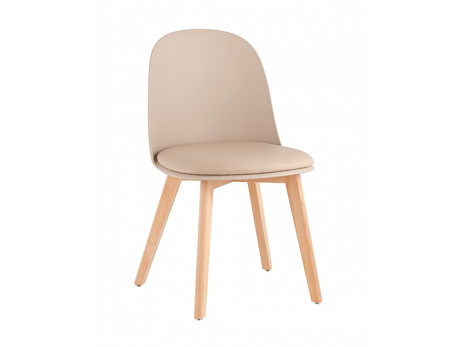 Стул Fog с подушкой бежевый деревянные ножки