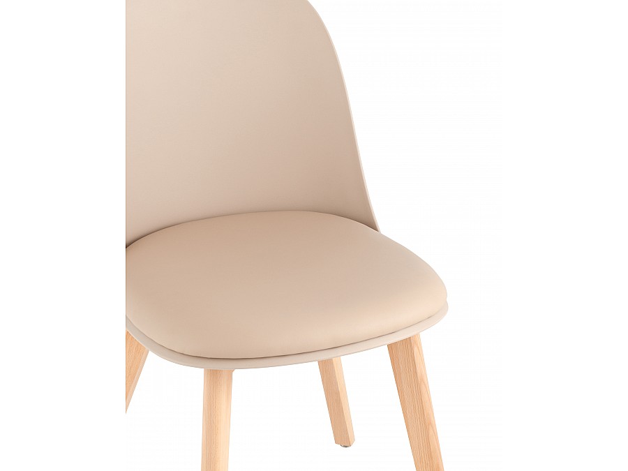 Стул Fog с подушкой бежевый деревянные ножки