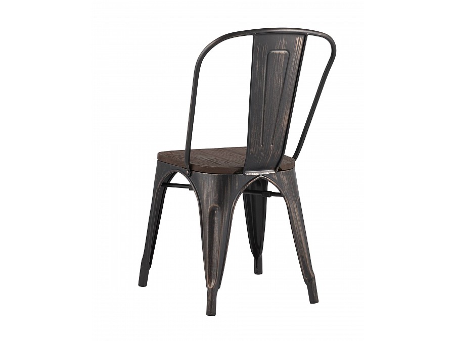 Стул TOLIX WOOD черный патина золото