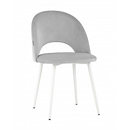 Стул Меган велюр светло-серый белые ножки