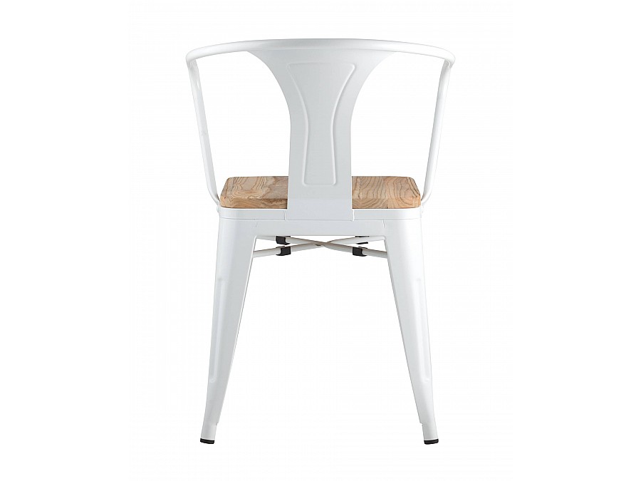 Стул TOLIX ARM WOOD с подлокотниками белый
