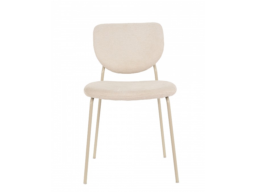 Стул обеденный Gigi шенилл бежевый кремовые ножки