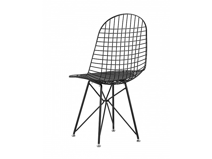 Стул обеденный Eiffel черный с черной подушкой