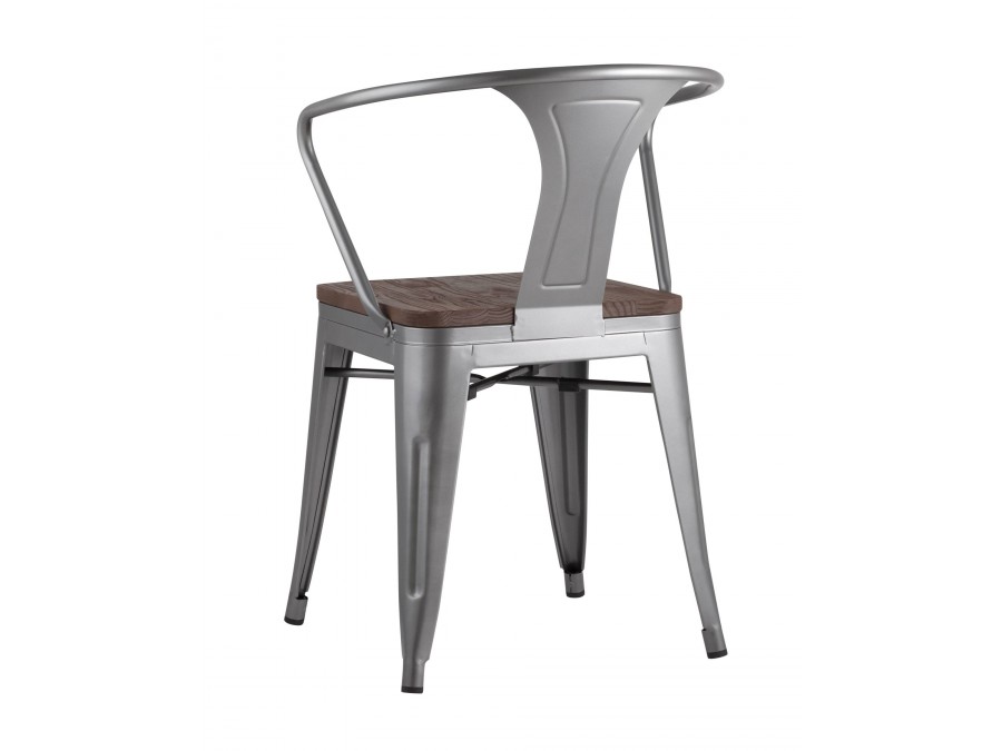 Стул TOLIX ARM WOOD с подлокотниками серебристый