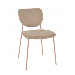 Стул обеденный Gigi шенилл коричневый розовые ножки