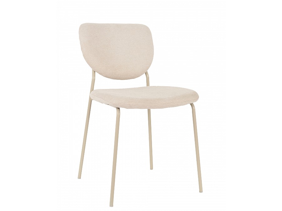 Стул обеденный Gigi шенилл бежевый кремовые ножки