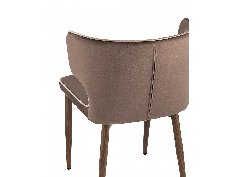 Стул Матео с кантом велюр коричневый ножки дерево