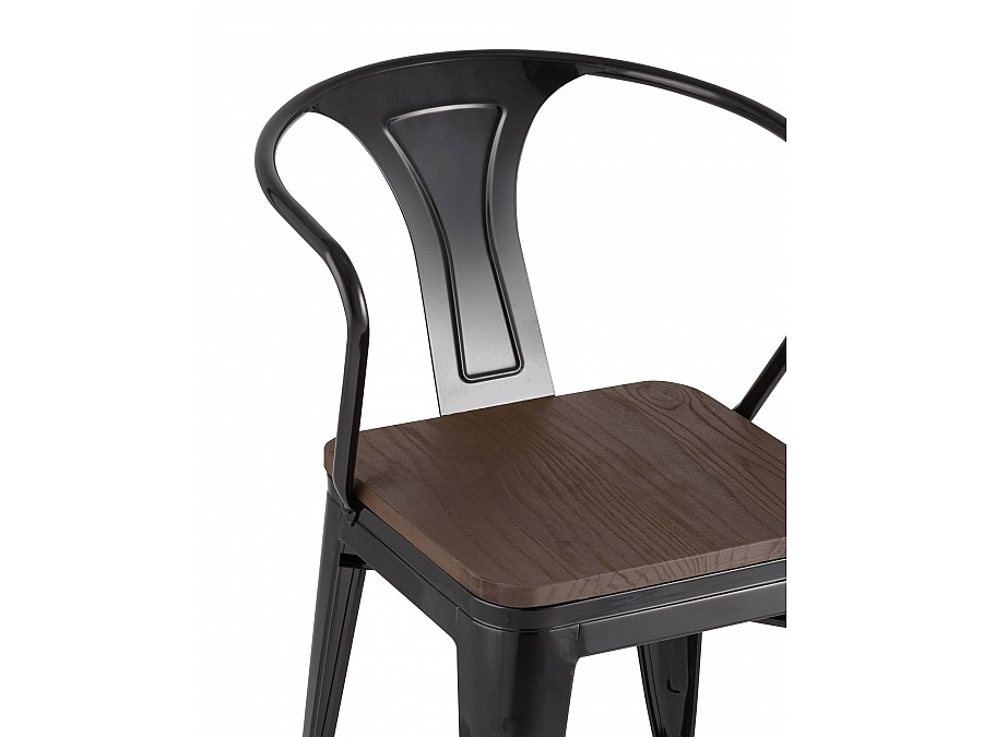 Стул TOLIX ARM WOOD с подлокотниками черный