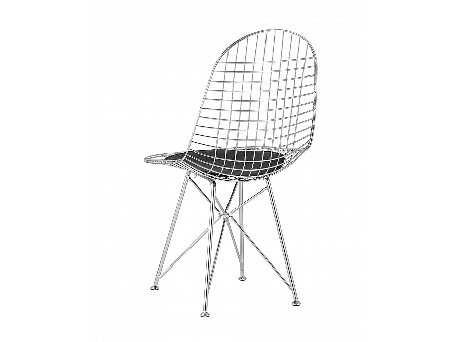 Стул обеденный Eiffel хромированный с черной подушкой