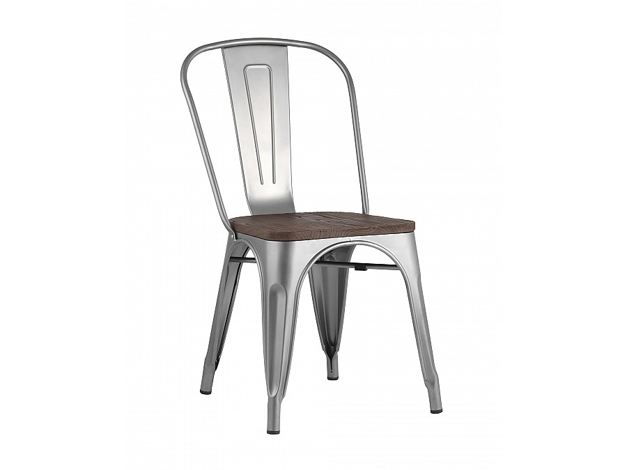 Стул TOLIX WOOD серебристый матовый