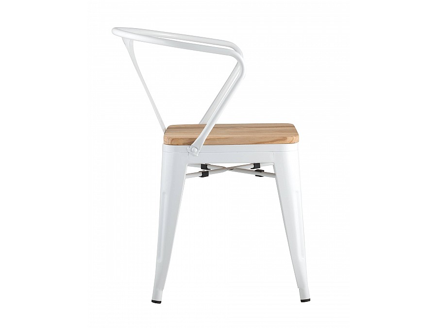 Стул TOLIX ARM WOOD с подлокотниками белый