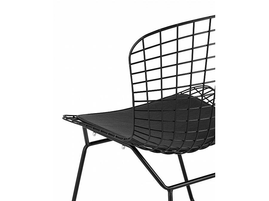 Стул обеденный Bertoia черный с черной подушкой