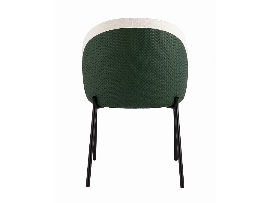 Стул обеденный Adelinde бежевый с зеленой экокожей