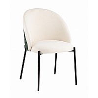 Стул обеденный Adelinde бежевый с зеленой экокожей