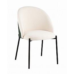 Стул обеденный Adelinde бежевый с зеленой экокожей