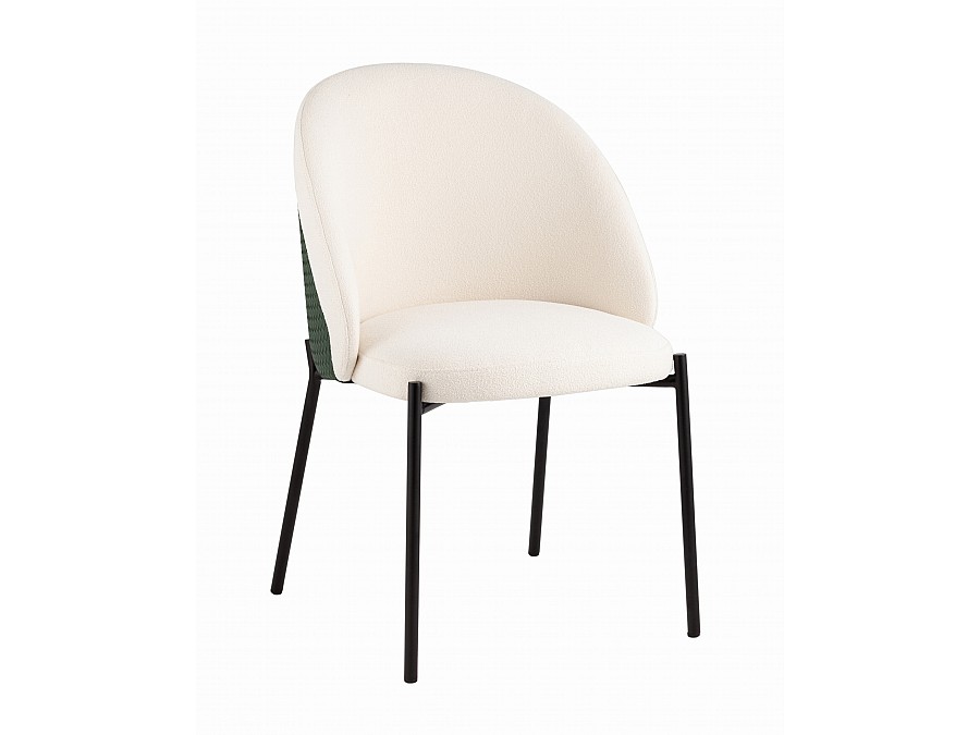 Стул обеденный Adelinde бежевый с зеленой экокожей