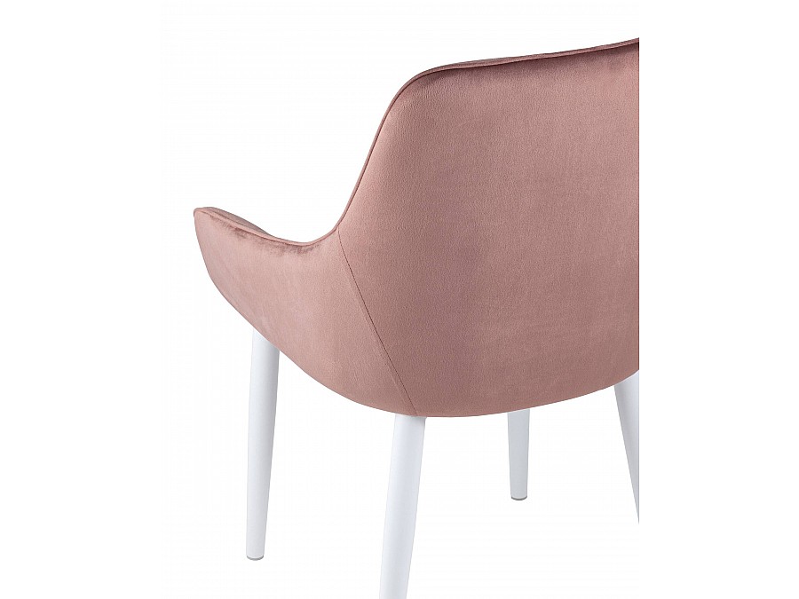 Стул Диана велюр пыльно-розовый ножки белые