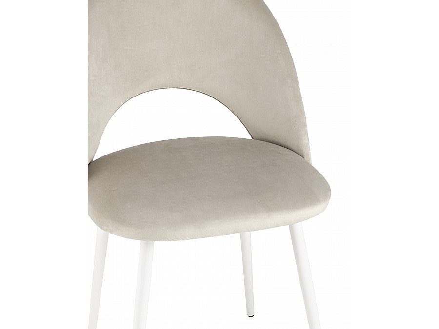 Стул Меган NEW велюр с ромбами бежевый белые ножки