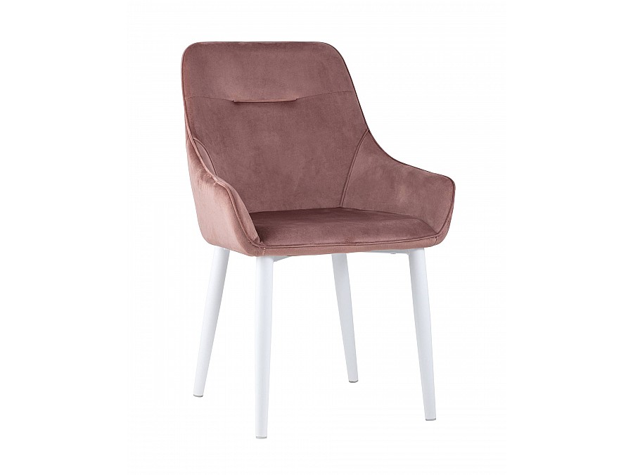 Стул Диана велюр пыльно-розовый ножки белые