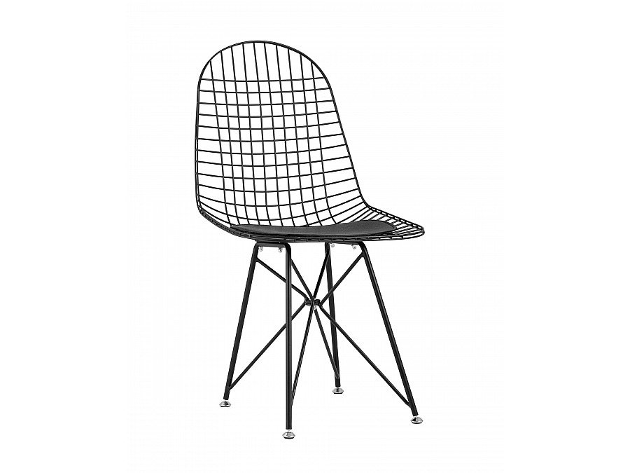 Стул обеденный Eiffel черный с черной подушкой