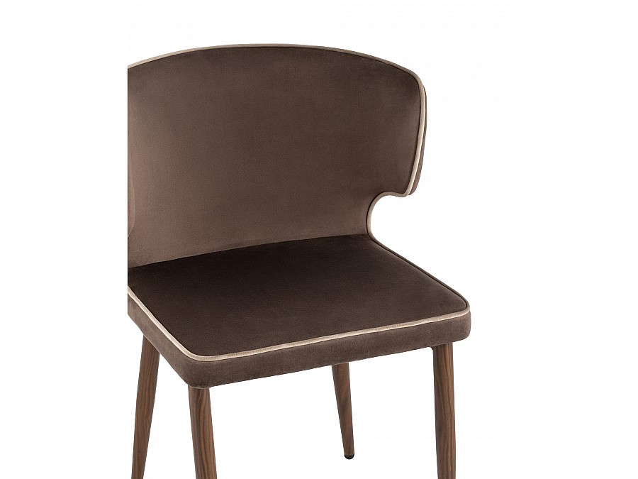 Стул Матео с кантом велюр коричневый ножки дерево