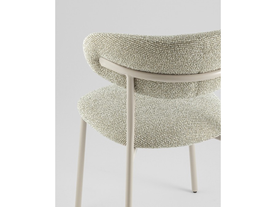 Стул обеденный Ayla бежево-зеленый кремовые ножки